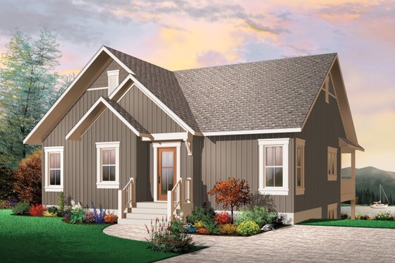 Exterior - Front Elevation for Bungalow House Plan #23-2262 - 2 bed, 1 bath