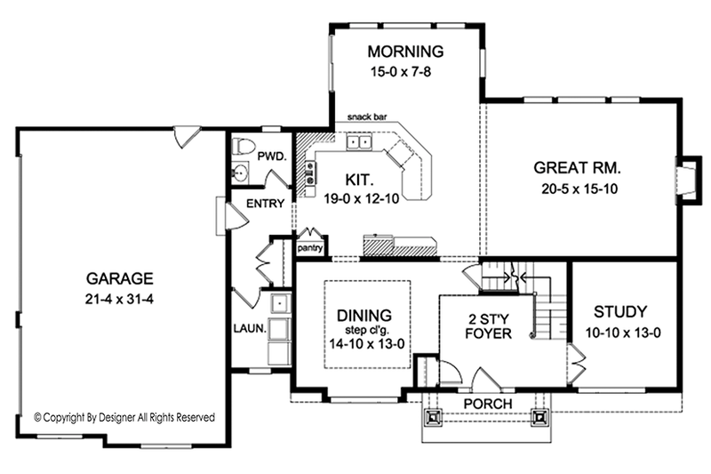 Dream House Plan - Floor Plan - Main Floor for Colonial House Plan #1010-165 - 4 bed, 2.5 bath