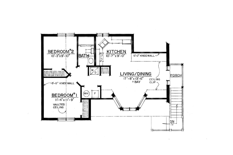 House Plan Design - Floor Plan - Upper Floor for European House Plan #1016-88 - 2 bed, 1 bath