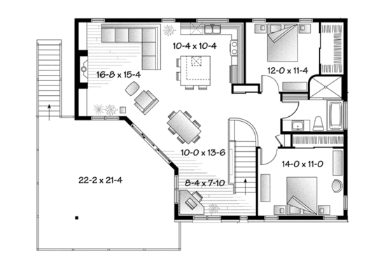 Floor Plan - Upper Floor for Contemporary House Plan #23-2599 - 3 bed, 2 bath