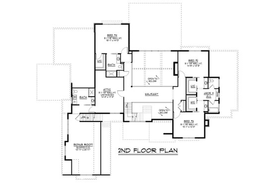 Floor Plan - Upper Floor for Farmhouse House Plan #1064-296 - 4 bed, 4.5 bath