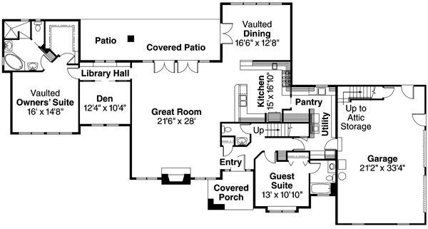 House Plan Design - European Floor Plan - Main Floor Plan #124-363