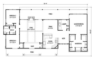 Floor Plan - Main Floor for Ranch House Plan #140-153 - 3 bed, 2 bath