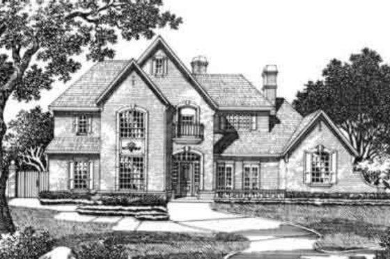 Exterior - Front Elevation for European House Plan #141-186 - 4 bed, 4.5 bath