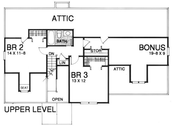 Traditional Floor Plan - Upper Floor Plan #30-208