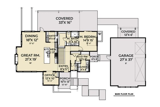 Floor Plan - Main Floor for Contemporary House Plan #1070-224 - 4 bed, 2.5 bath