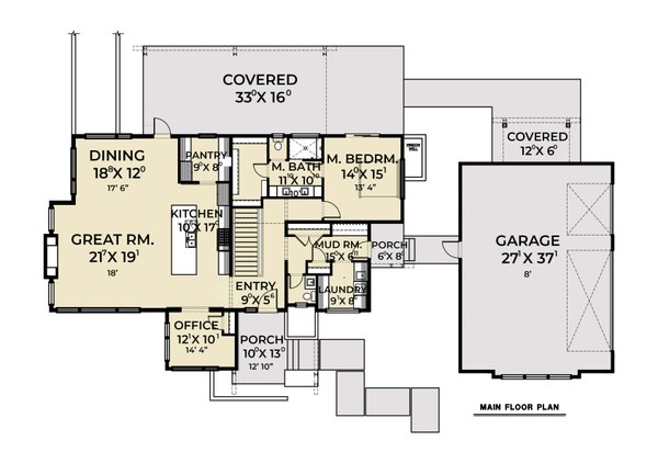 Dream House Plan - Contemporary Floor Plan - Main Floor Plan #1070-224
