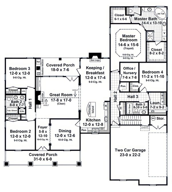 House Blueprint - Country Floor Plan - Main Floor Plan #21-630