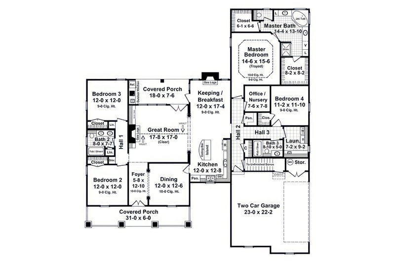 Architectural House Design - Floor Plan - Main Floor for Country House Plan #21-630 - 4 bed, 3 bath