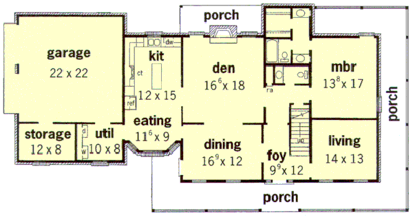 Country Floor Plan - Main Floor Plan #16-210