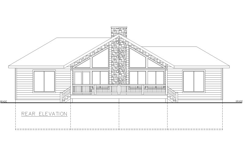 House Design - Exterior - Rear Elevation for Craftsman House Plan #117-1004 - 2 bed, 2 bath