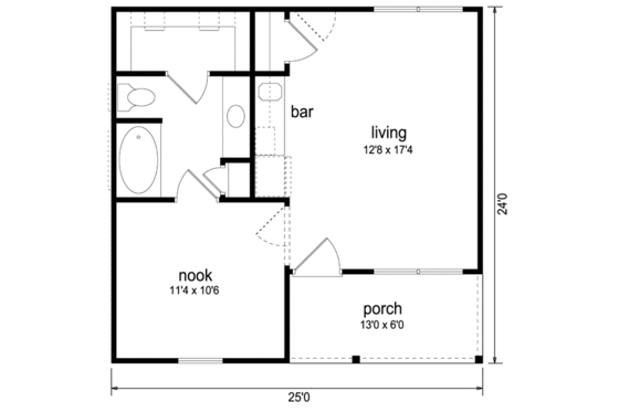 Floor Plan - Main Floor for Cottage House Plan #84-534 - 1 bed, 1 bath