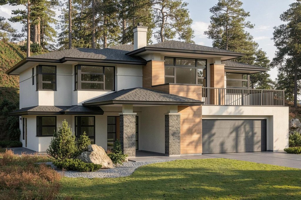 Exterior - Front Elevation 2 for Prairie House Plan #1100-14 - 3 bed, 2 bath