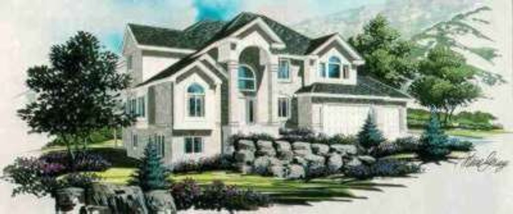 Exterior - Front Elevation 2 for European House Plan #308-238 - 3 bed, 2.5 bath