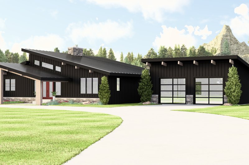 House Blueprint - Contemporary Exterior - Front Elevation Plan #1064-385
