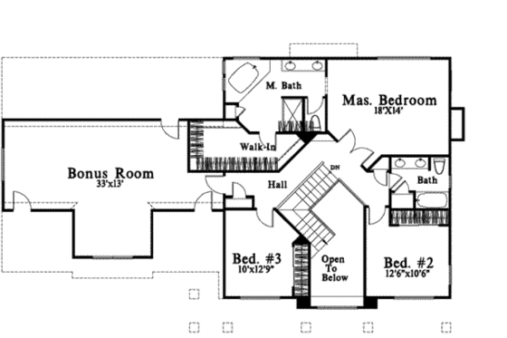 Floor Plan - Upper Floor for Bungalow House Plan #78-189 - 3 bed, 3 bath