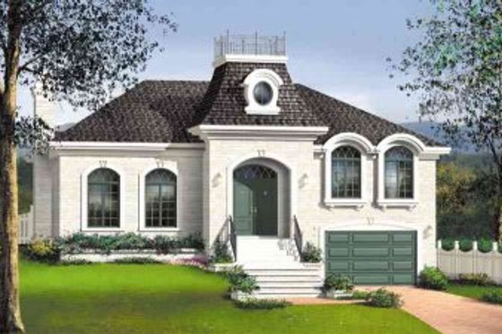 Exterior - Front Elevation for European House Plan #25-4131 - 3 bed, 1 bath