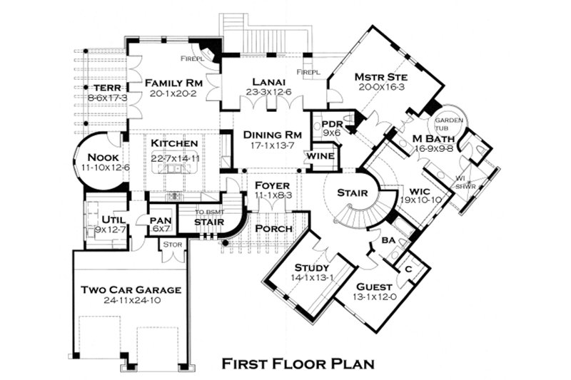Home Plan - Floor Plan - Main Floor for European House Plan #120-177 - 4 bed, 4.5 bath