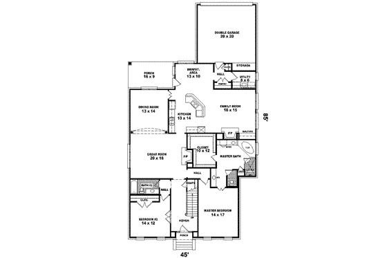 Floor Plan - Main Floor for Colonial House Plan #81-594 - 4 bed, 3 bath