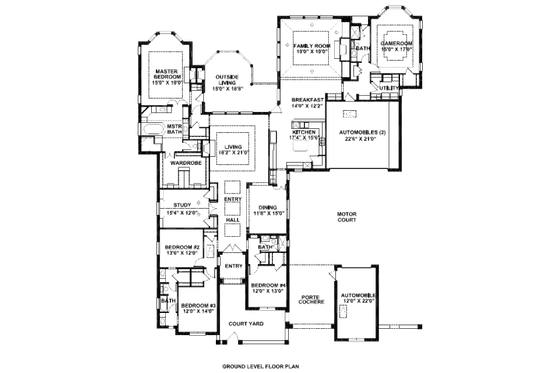 Floor Plan - Main Floor for European House Plan #141-235 - 4 bed, 4 bath