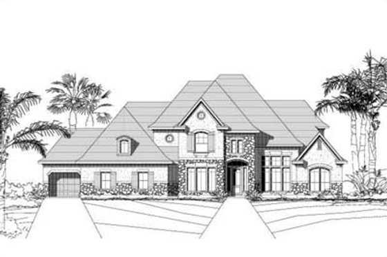 Exterior - Front Elevation for European House Plan #411-199 - 5 bed, 4 bath