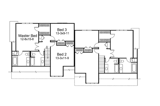 Floor Plan - Upper Floor for Traditional House Plan #57-418 - 3 bed, 2 bath
