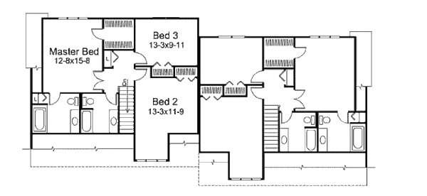 Traditional Floor Plan - Upper Floor Plan #57-418