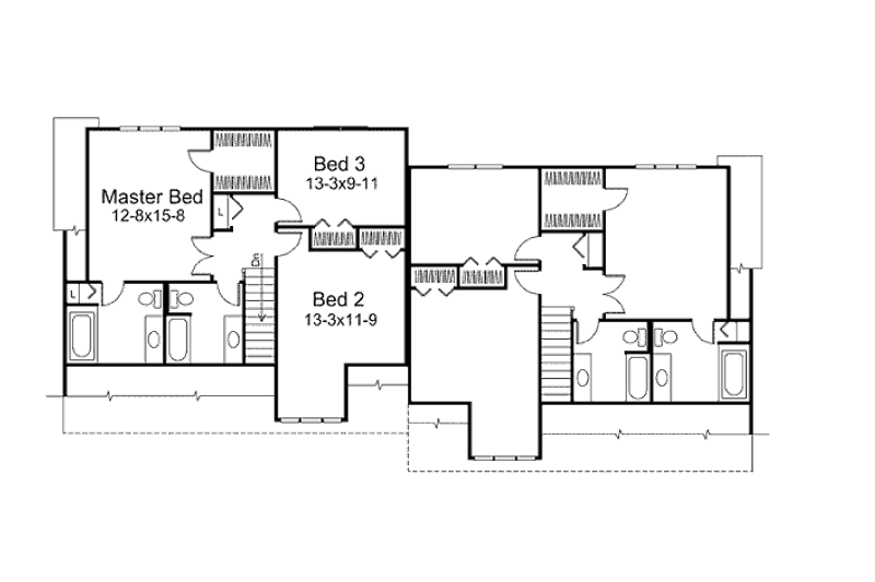 Architectural House Design - Floor Plan - Upper Floor for Traditional House Plan #57-418 - 3 bed, 2 bath