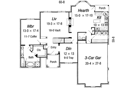 Floor Plan - Main Floor for European House Plan #329-130 - 4 bed, 2.5 bath