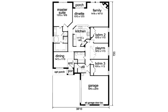 Floor Plan - Main Floor for Traditional House Plan #84-354 - 3 bed, 2 bath