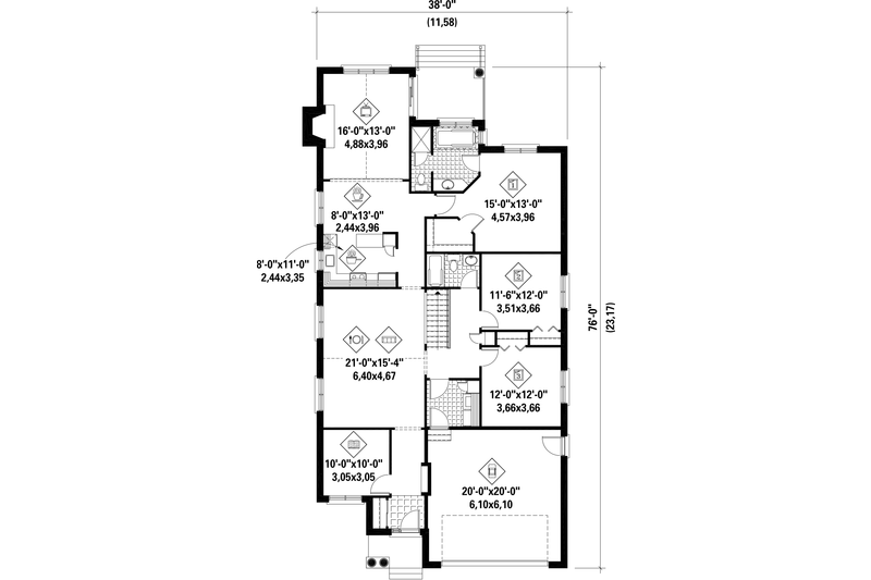 Architectural House Design - Floor Plan - Main Floor for European House Plan #25-4618 - 3 bed, 2 bath