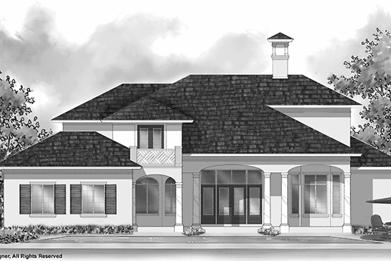 Home Plan - Exterior - Rear Elevation 1 for Mediterranean House Plan #930-278 - 4 bed, 4.5 bath