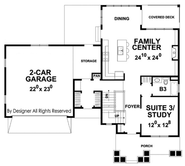 House Design - Colonial Floor Plan - Main Floor Plan #20-2248