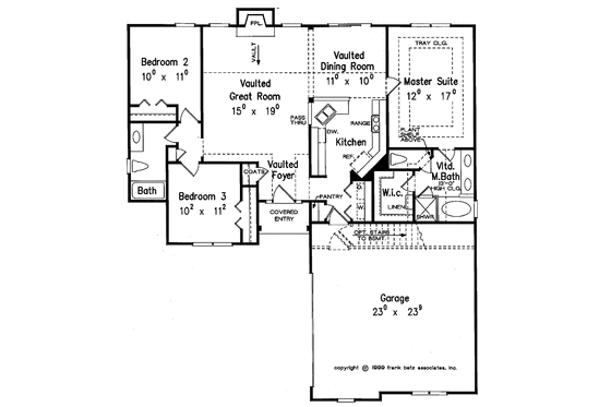 Floor Plan - Main Floor for Ranch House Plan #927-822 - 3 bed, 2 bath