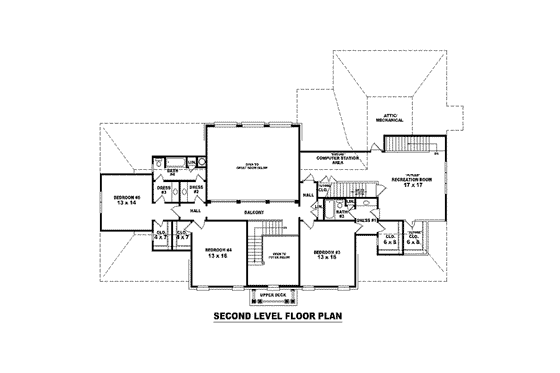 Floor Plan - Upper Floor for Colonial House Plan #81-1652 - 4 bed, 4 bath