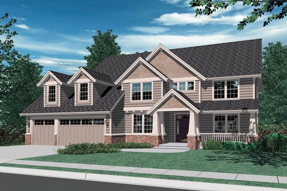 Exterior - Front Elevation 3 for Craftsman House Plan #48-119 - 4 bed, 4 bath