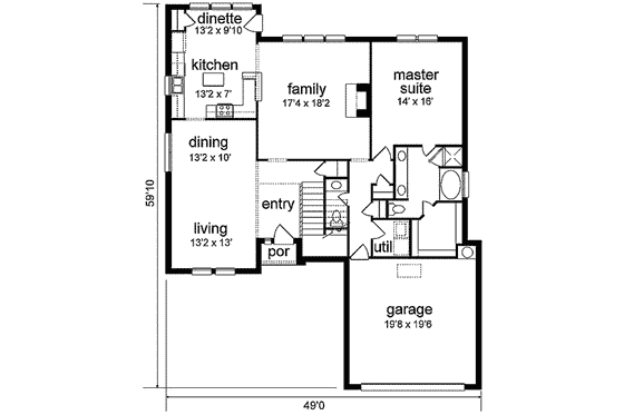Floor Plan - Main Floor for Traditional House Plan #84-189 - 5 bed, 4 bath