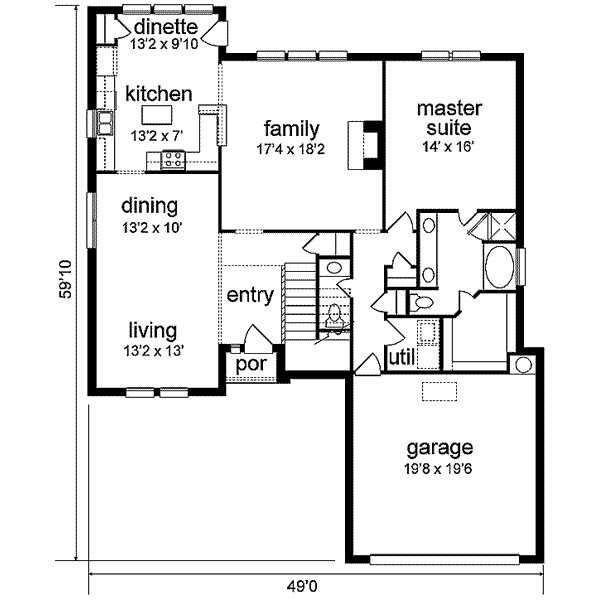 Traditional Floor Plan - Main Floor Plan #84-189