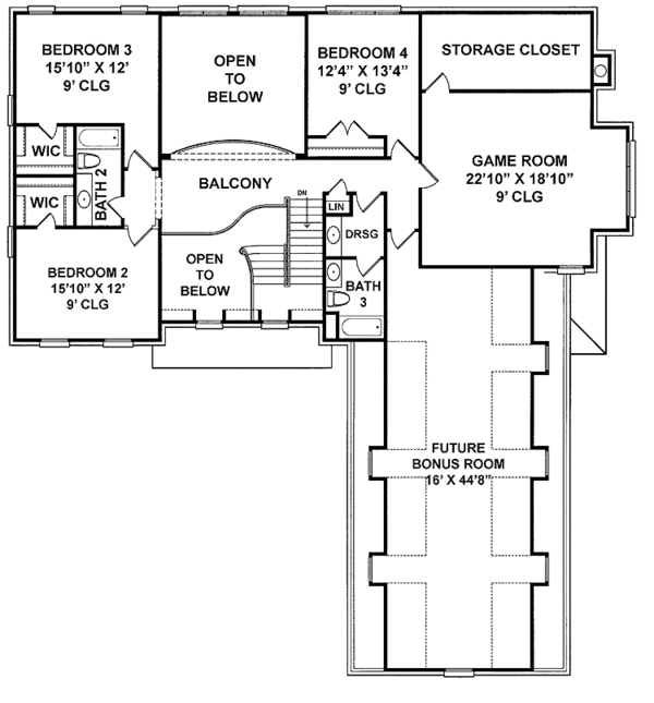House Design - European Floor Plan - Upper Floor Plan #952-206