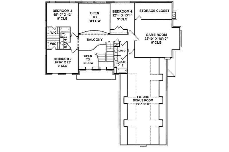 House Blueprint - Floor Plan - Upper Floor for European House Plan #952-206 - 4 bed, 3.5 bath