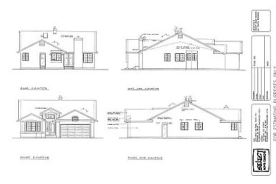 Exterior - Rear Elevation for Mediterranean House Plan #47-206 - 3 bed, 2 bath