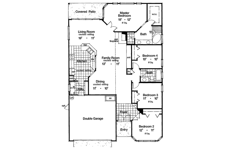 Home Plan - Floor Plan - Main Floor for Mediterranean House Plan #417-624 - 4 bed, 2 bath