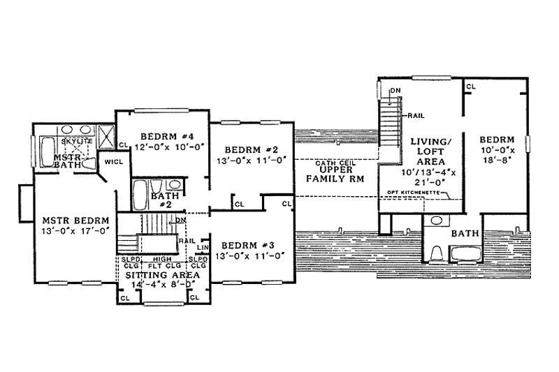 House Blueprint - Floor Plan - Upper Floor for Colonial House Plan #314-214 - 4 bed, 2.5 bath