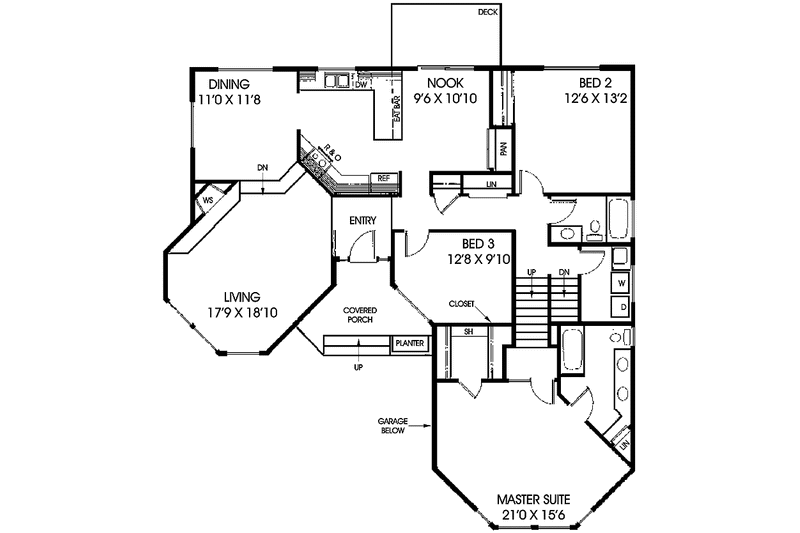 Home Plan - Floor Plan - Main Floor for Victorian House Plan #60-912 - 3 bed, 2 bath