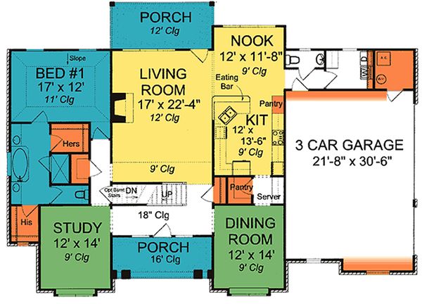 Architectural House Design - Cottage Floor Plan - Main Floor Plan #513-2059