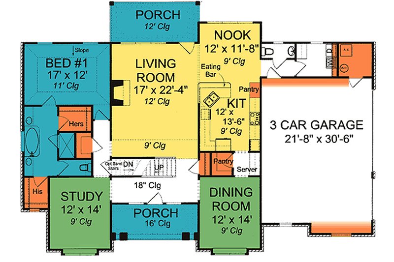 Home Plan - Floor Plan - Main Floor for Cottage House Plan #513-2059 - 3 bed, 2.5 bath