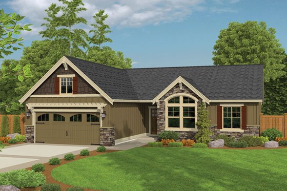 Exterior - Front Elevation 3 for Ranch House Plan #943-42 - 3 bed, 2 bath