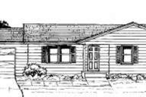 Exterior - Front Elevation for Ranch House Plan #334-104 - 3 bed, 1 bath