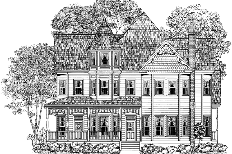 Architectural House Design - Victorian Exterior - Front Elevation Plan #1014-38