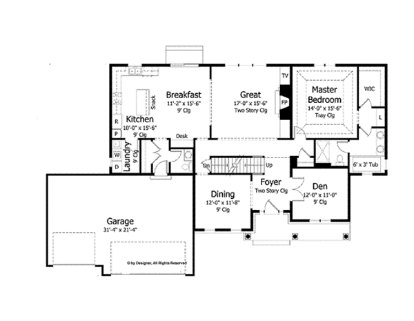 House Design - Colonial Floor Plan - Main Floor Plan #51-1037